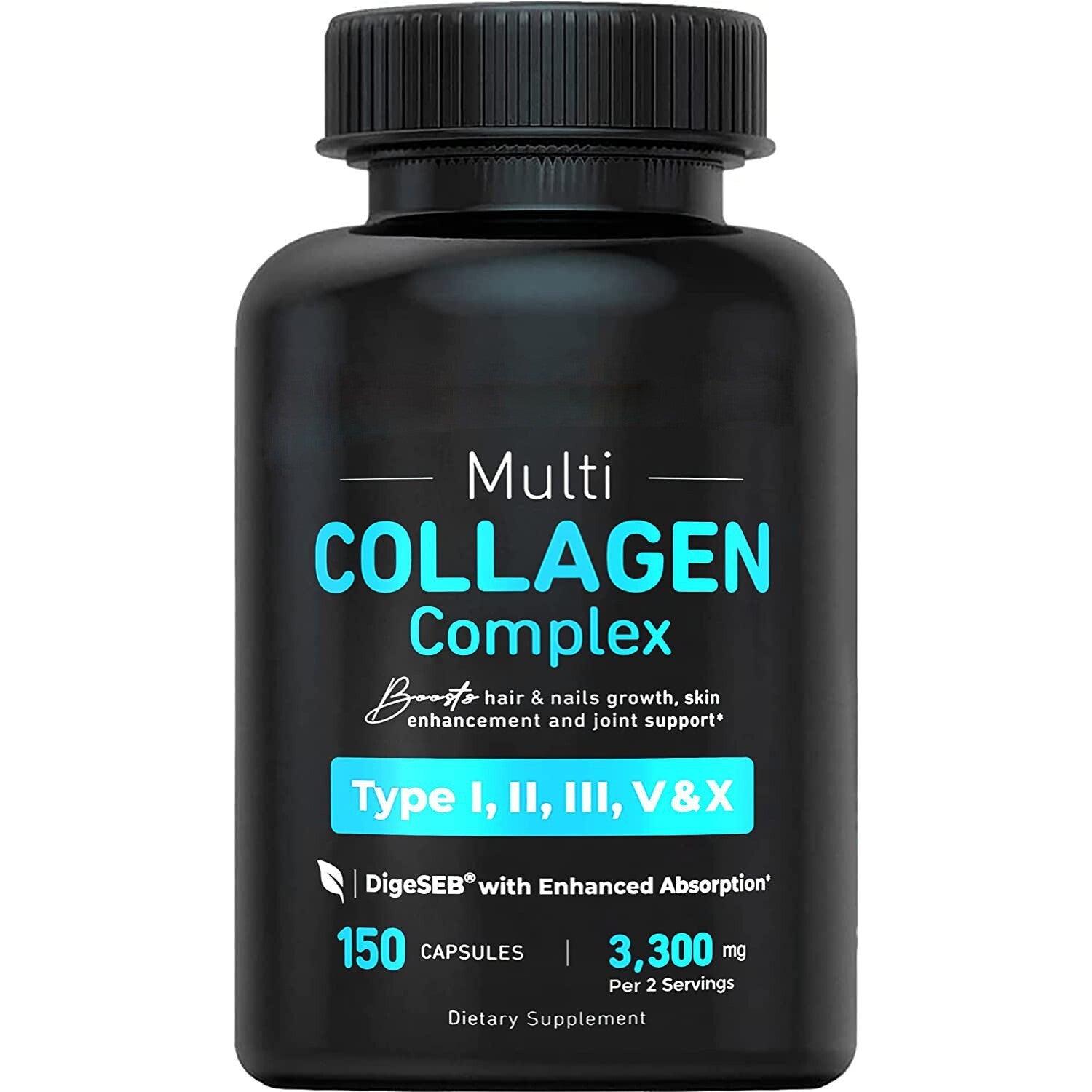 120caps Vital Vitamins Multi Collagen Complex - Type I, II, III, V, X, Grass Fed