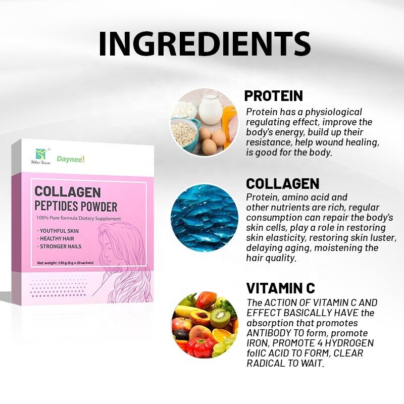 Kollagen Peptide Pulver Drink Whitening Glow Enzyme Proteine Pulver 6g*20bags