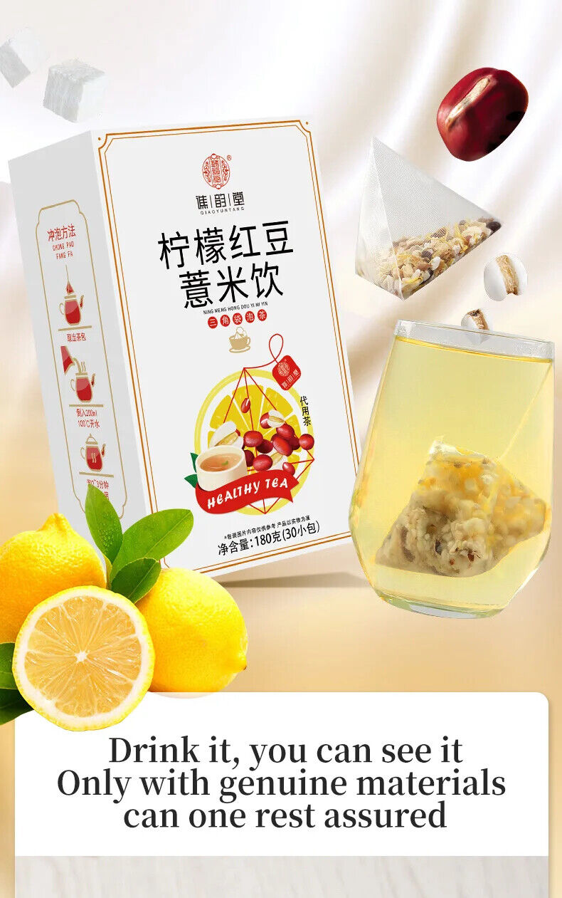 Lemon Red Bean Job's Tears Drink Healthy Herb Tea Bag 180g/30 Bags