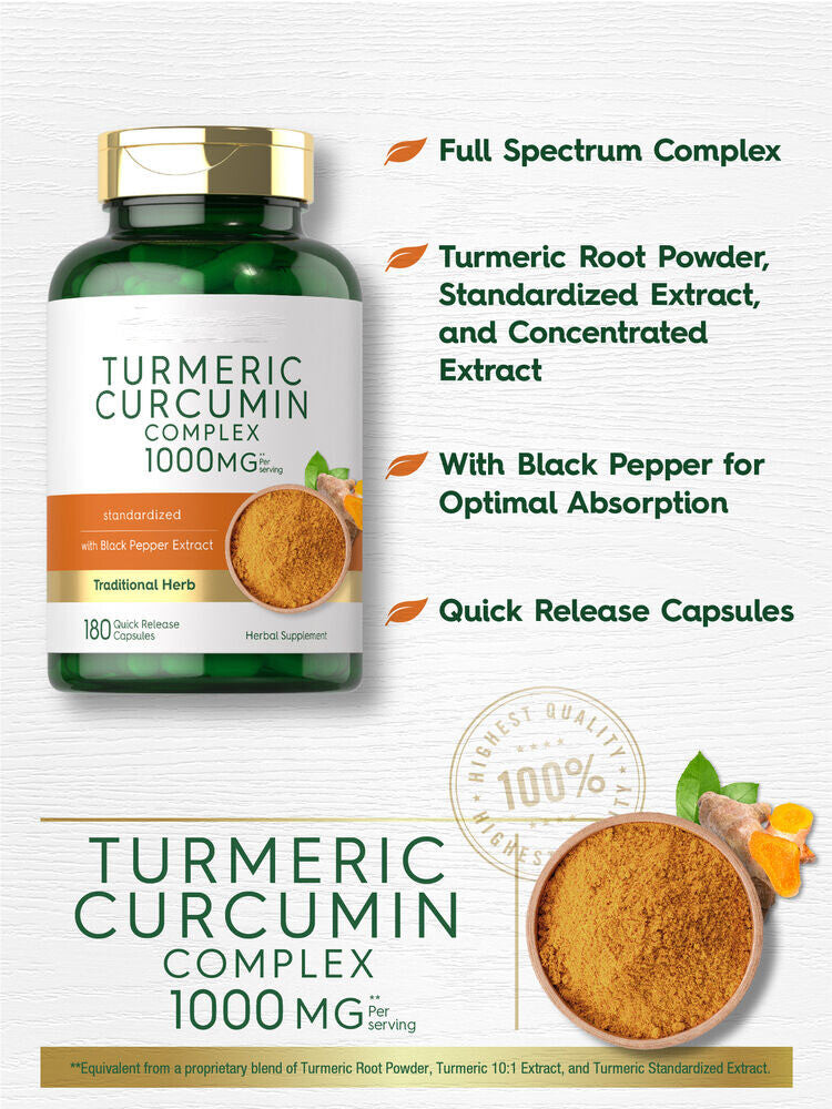 180 Capsules | by Carlyle Turmeric Curcumin with Black Pepper 1000mg |