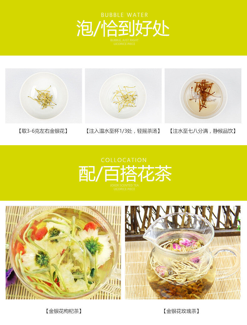 Organic Honeysuckle Tea Henan Fengqiu Bulk Honeysuckle 28g/bottle High Quality