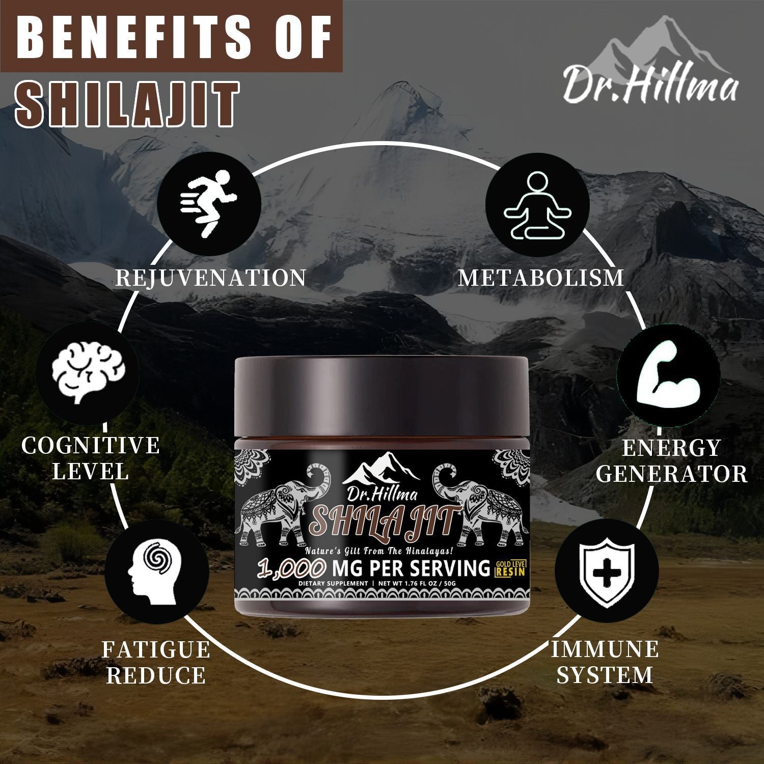 Natural Shilajit Resin Shilajit 1000MG PER SERVING