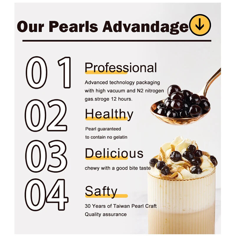 900g Premium Taiwan Bubble Tea Chewy Black Sugar Tapioca Pearls