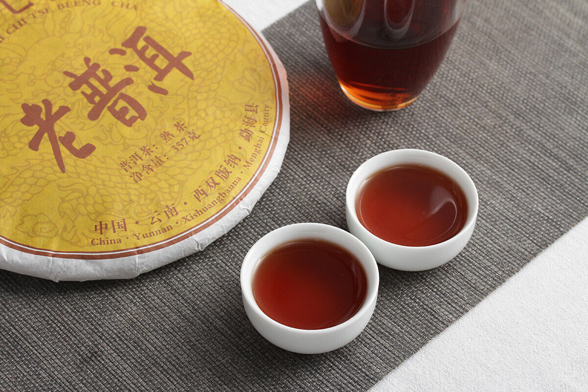 Yunnan Puerh Ripe Tea Dry Storage Ripe Tea Menghai Flavor Seven Seed Cake 357g