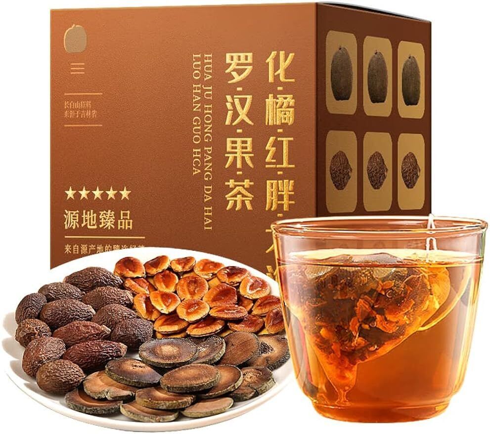 化橘红胖大海罗汉果茶30g Pan da hai, Siraitia grosvenorii, Huajuhong Mixed tea