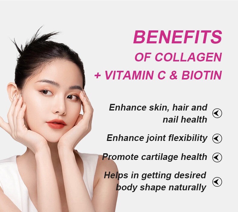 Collagen Vitamin C Biotin Tablets for Healthy Skin Hair Nail 60tablets/bottle