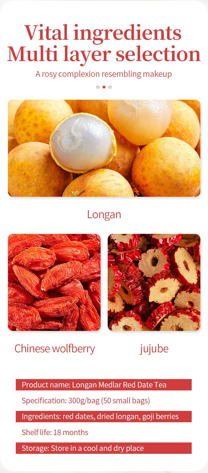 Longan Medlar Red Date Tea Herbal Tea 150g