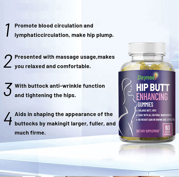 Private Label Hip Butt Enhancing Gummies Rose Hips Fruit 60 Vegan Gummies