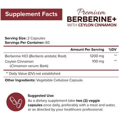 1200mg Berberine Capsules, Natural HCL Extract, Healthy Cholesterol Caps