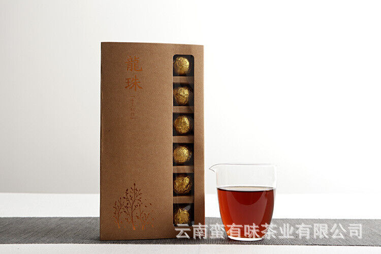 Yunnan Pu'er Tea Menghai Golden Buds Ripe Tea Dragon Pearl 18pcs (Golden Tin)