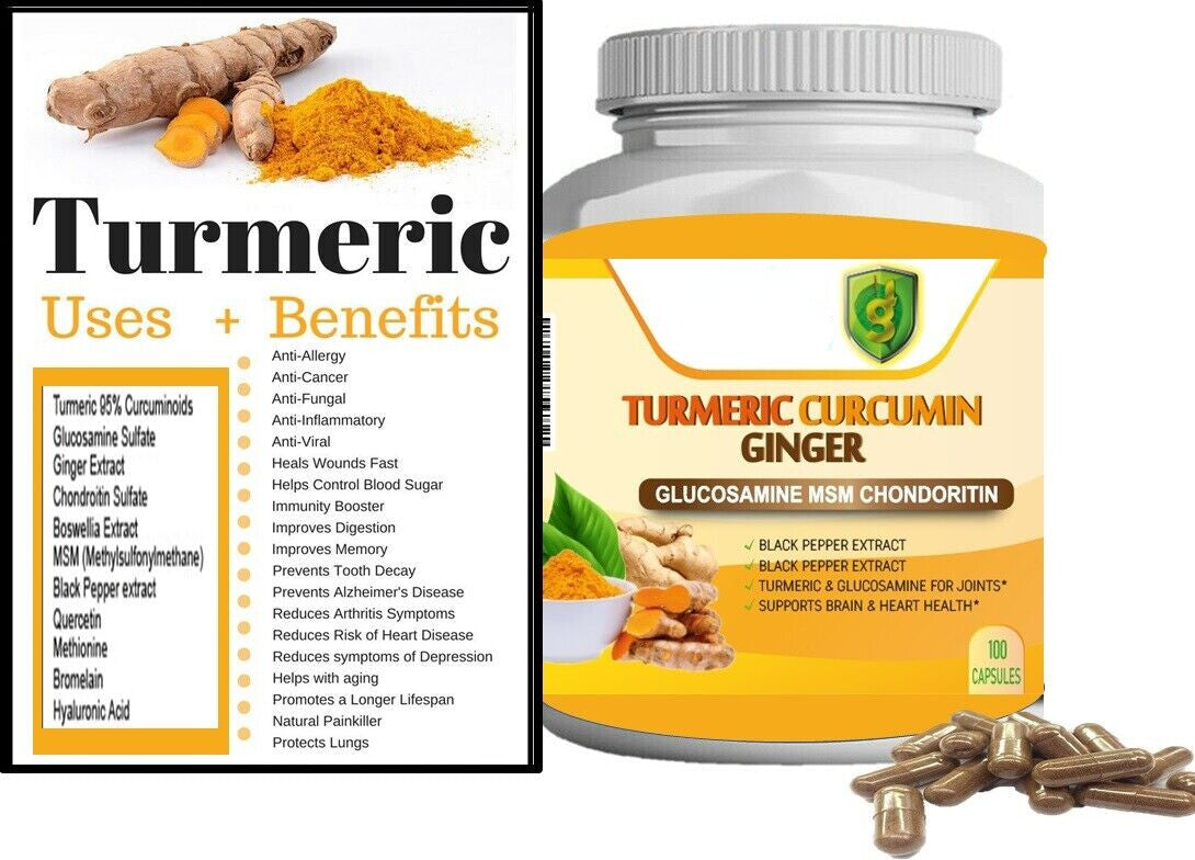 100% Natural Turmeric Curcumin  Arthritis Joint supportwith Ginger Black Pepper