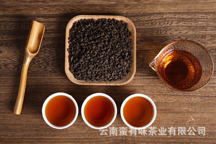 500g Yunnan Puerh Ripe Tea, Menghai Glutinous Fragrance Tea Fossilised Loose Tea