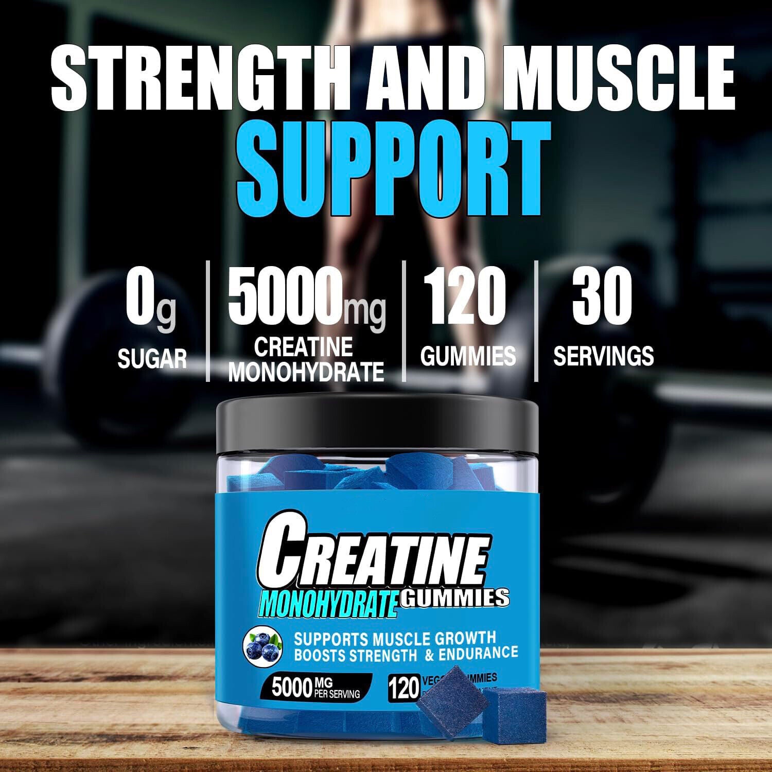 120 Count Kreatin-Monohydrat-Gummis 5000MG Energie und Muskelleistung steigern