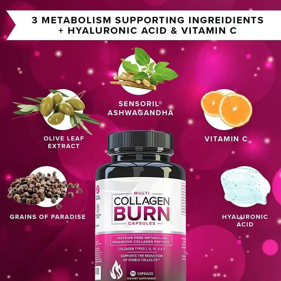 Collagen Burn Capsules Skin Whitening Brightening Anti-aging 60 Capsules