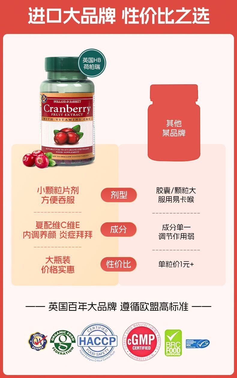 HB Hebury Cranberry Capsule Essence Tablet Women's Private Care 255mg*250tablets