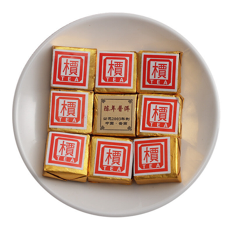 Menghai Puerh Ripe Tea Small Square Brick,Catalpa Puerh Tuo Tea 500g