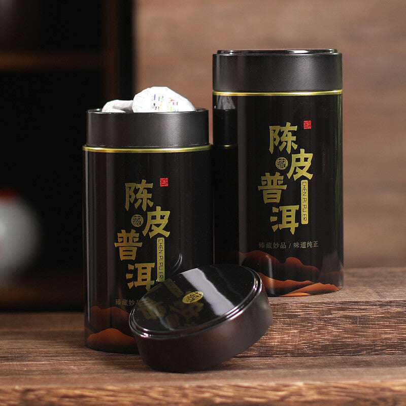 Chenpi Puerh Tea Menghai Puerh Ripe Small Tea Cake Aged Chenpi Tin 500g