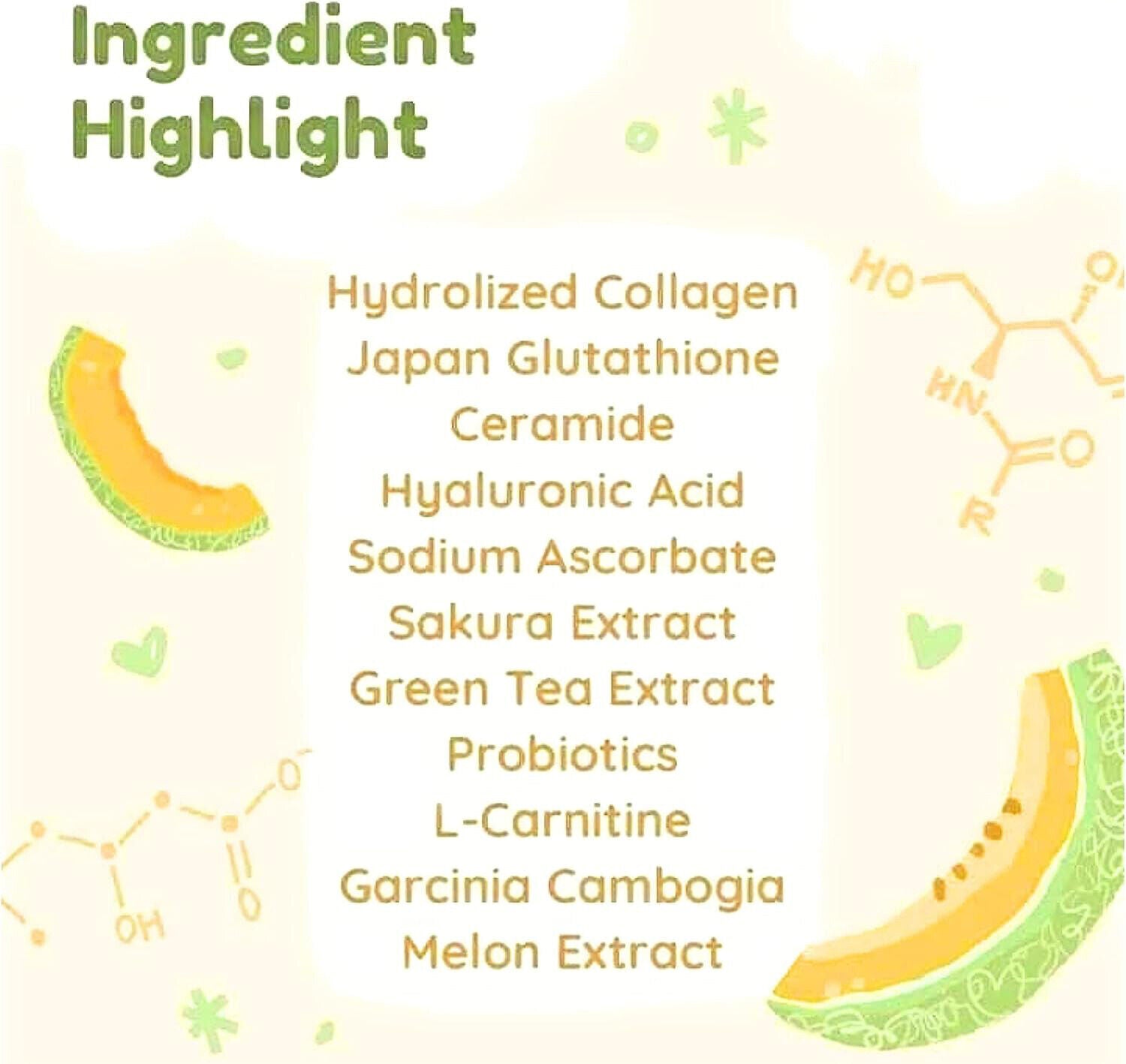 Natural Cantaloupe Powder Beauty Milk Collagen Powder Solid Drink 180g/bag