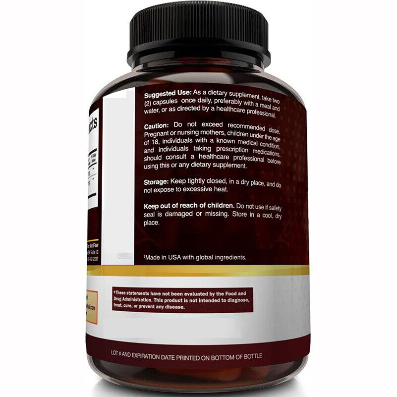 1200mg Berberine Capsules, Natural HCL Extract, Healthy Cholesterol Caps 60 Caps