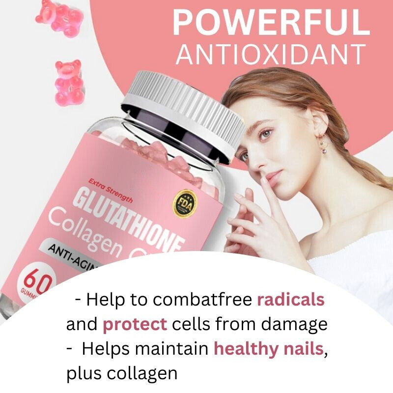 Glutathione Collagen Glow Anti-aging skin Whitening Gummies 60pcs