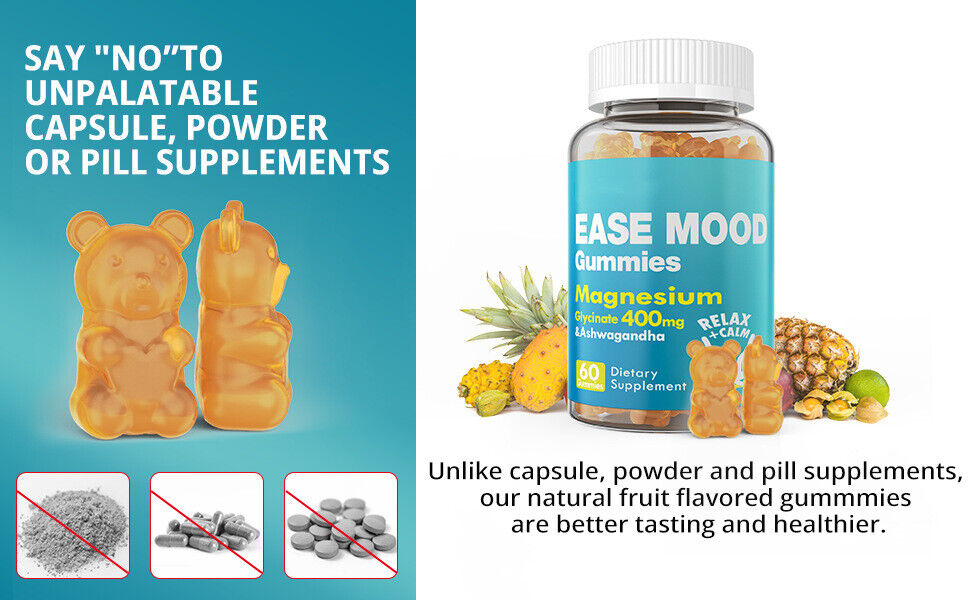 Magnesium Glycinate Gummiesease mood gummy fruit flavored gummies 60 capsules