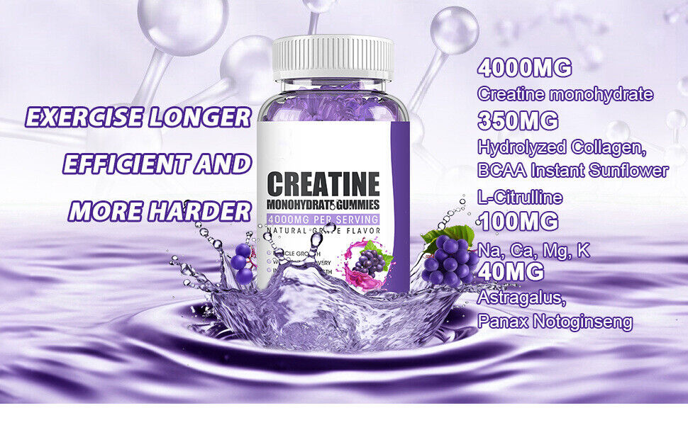 肌酸软糖creatine gummies Workout Fudge Energy Supplement 60 pills