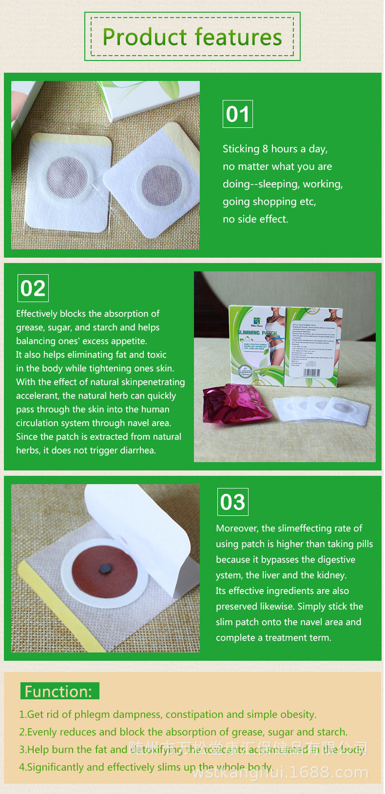 10 Pcs/box Slimming Patch Detox Natural Wormwood Lazy Sticker