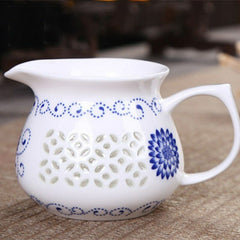 10 Pcs Blue and White Bone Tea Service Ceramic Tea Cup Pot China Kung Fu Tea Set