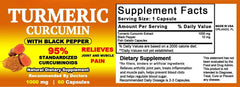 Turmeric With 95% Curcumin Joint and Muscle Pain Relief With Black Pepper