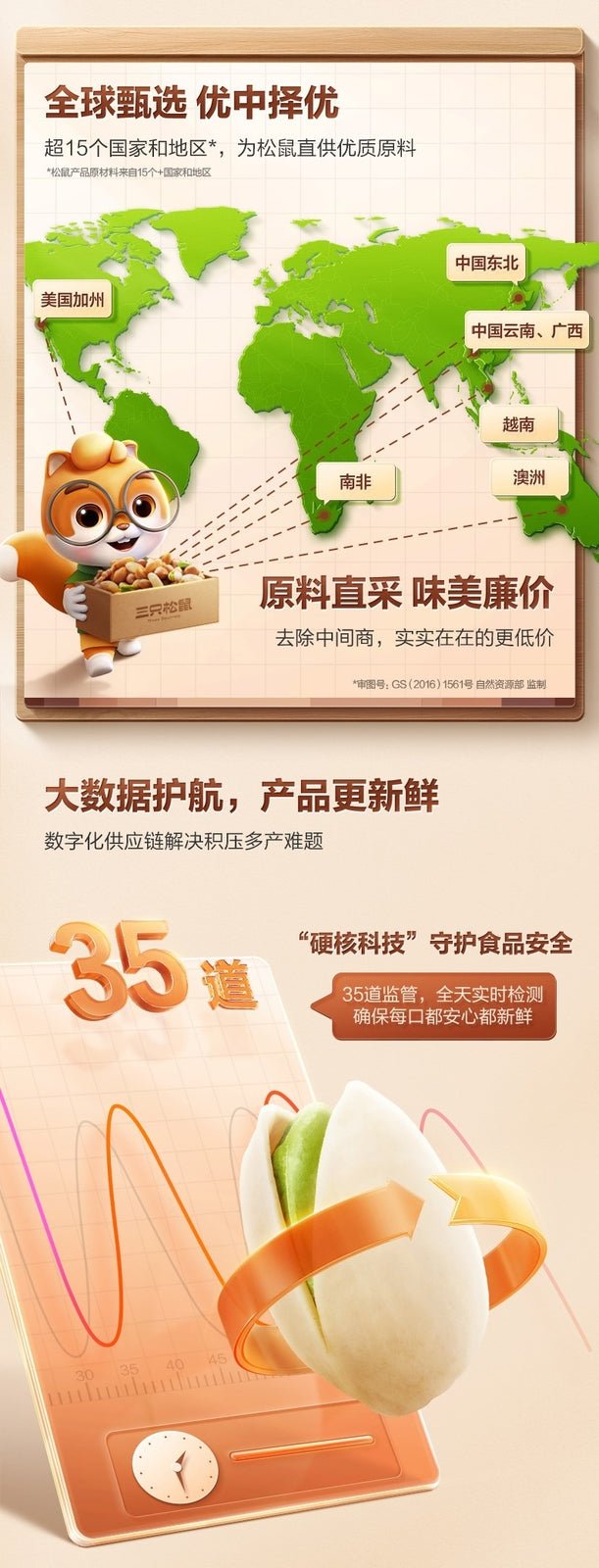 100% Pure Nuts Mixed Nuts Snacks Gift Pack 750g 三只松鼠纯坚果鉴赏装750g每日坚果混合坚果健康零食大礼包