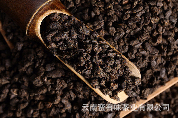 500g Yunnan Puerh Ripe Tea, Menghai Glutinous Fragrance Tea Fossilised Loose Tea