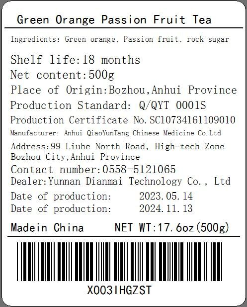 500g(10g*50)  Kumquat lemon passion fruit honey lemon slice freeze- fruit tea