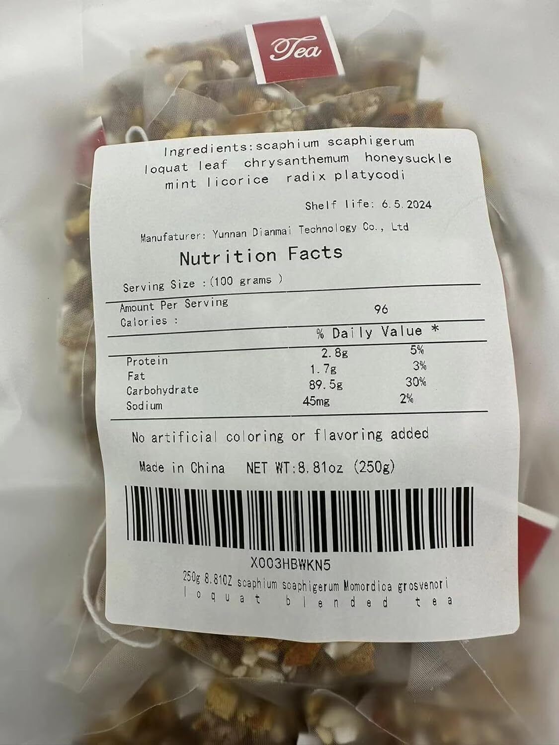 250g 8.81OZ scaphium scaphigerum Momordica grosvenori loquat 5g*50 bag