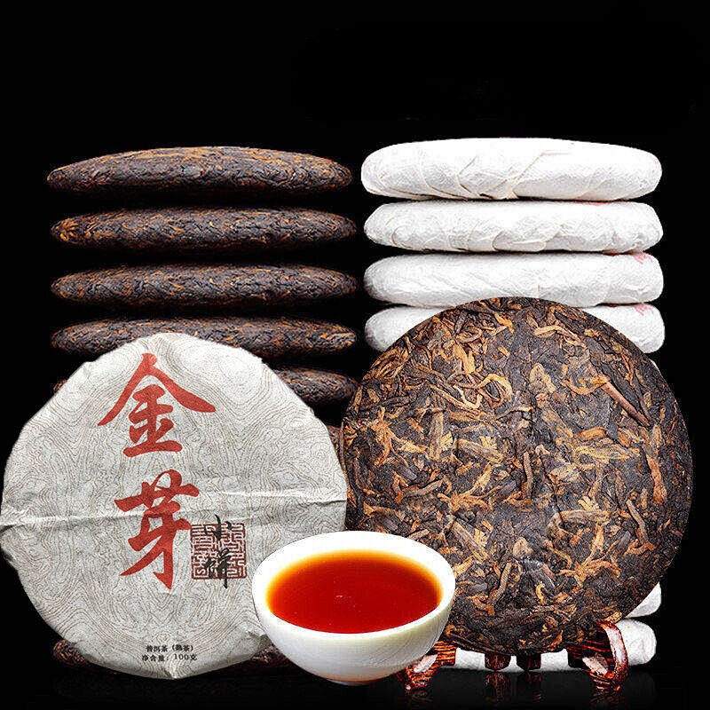 Banzhang Golden Bud Small Cake 100g Yunnan Pu'er Tea Cake Ripe Tea Cake