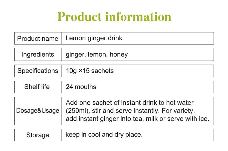 Lemon Ginger Herbal Tea 10g*15Bags Supports Healthy Digestion Lemon Ginger Tea