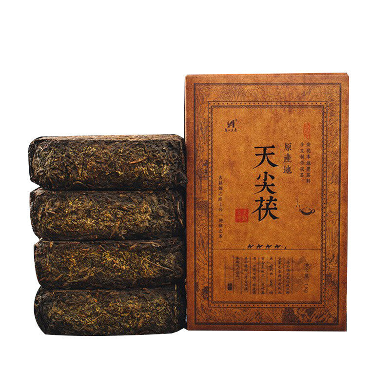 Raw Material Old Tea Brick Anhua Black Tea1000g Golden Flower Handmade Porch Tea