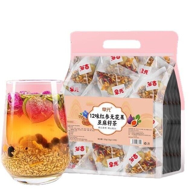 12 Herbal Red Ginseng Fig Flaxseed Tea Women's Health Progesterone Herbal Drink