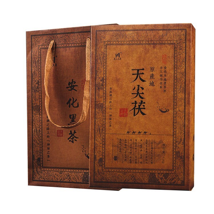 Raw Material Old Tea Brick Anhua Black Tea1000g Golden Flower Handmade Porch Tea