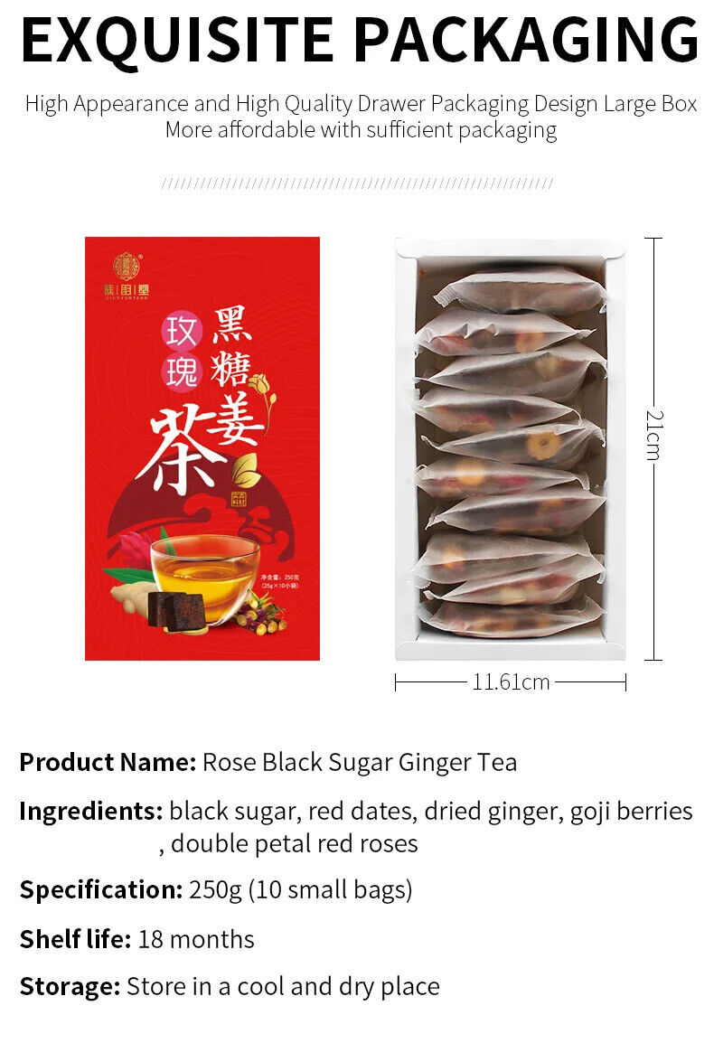 Rose Black Sugar Ginger Tea Healthy Herb Tea Bag 250g/8.8oz