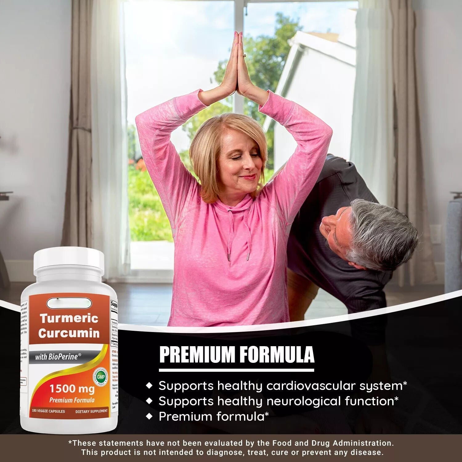 Best Naturals Turmeric Curcumin 1500 mg 180 vegetarian capsules -