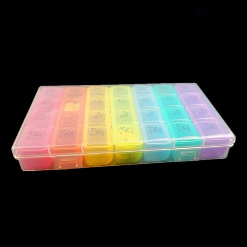 28 Grid Rainbow Medicine Box One Week Pill Box Classification Medicine Holder