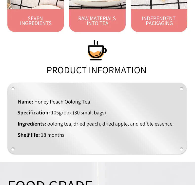 Honey Peach Oolong Tea Healthy Herb Tea Bag 150g/30 Bags