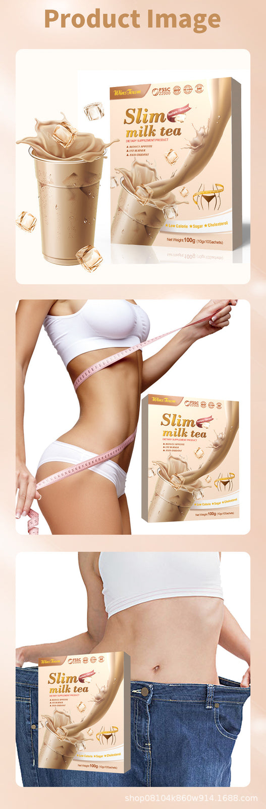 Weight Loss Slim Milk Tea Strawberry Taro Chocolate Flavor Slimming Tea 100g