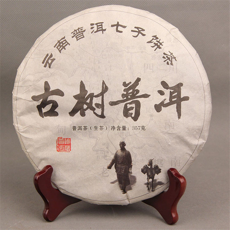 HelloYoungChina 357g Spring Puer Cake Pu Erh Raw Pu-erh Green Tea Handmade Fermented Leaf