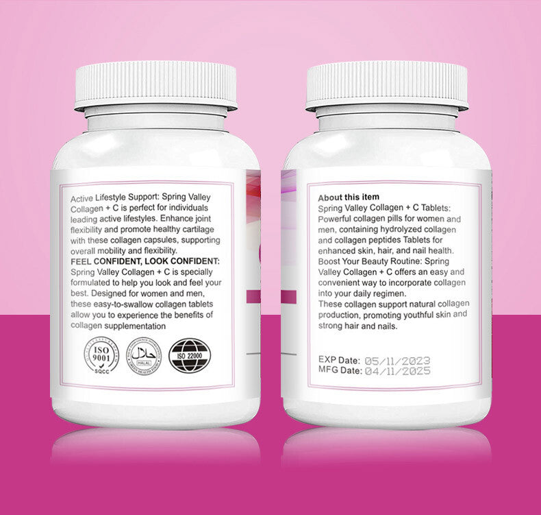 Collagen Vitamin C Biotin Tablets for Healthy Skin Hair Nail 60tablets/bottle