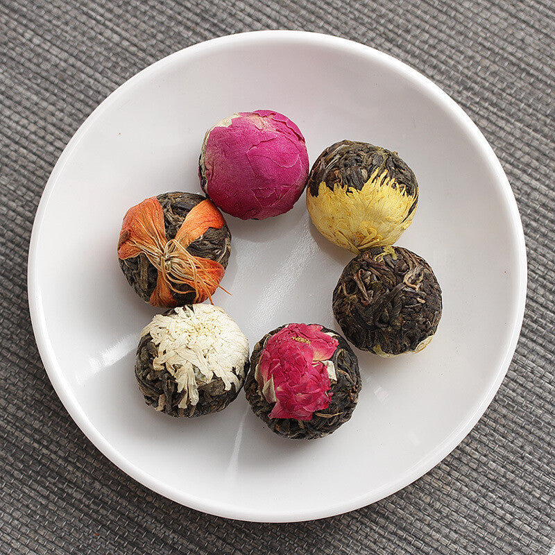 Puer Longzhu 18pcs Raw Tea Rose Jasmine Peony 6 Flavors Combination Flower Tea