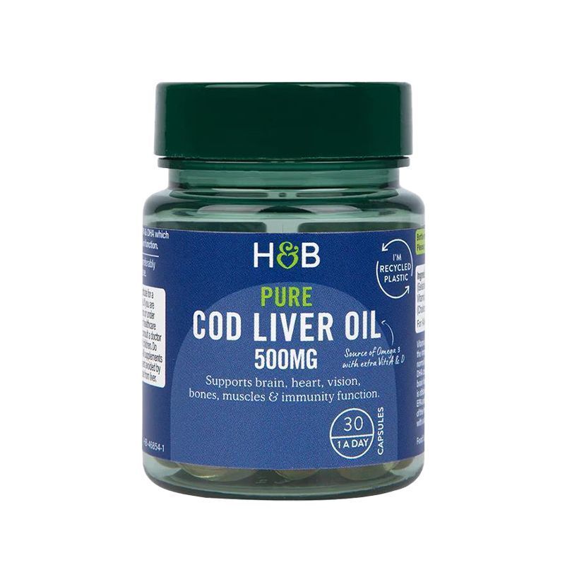 HB Holland&Barrett Cod Liver Oil DHA Capsules Fish Liver Oil 500mg*30 Capsules