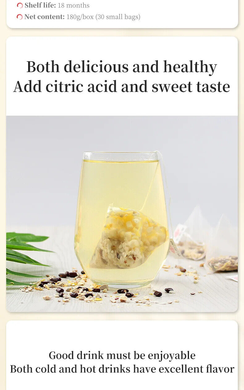Lemon Red Bean Job's Tears Drink Healthy Herb Tea Bag 180g/30 Bags