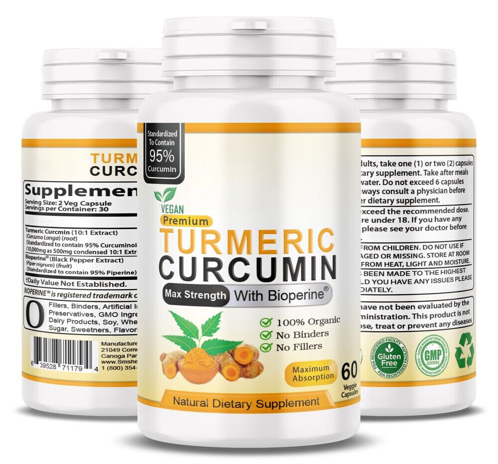 TURMERIC 95% CURCUMIN 10,000mg EXTRACT TUMERIC BLACK PEPPER ANTIOXIDANT BEST