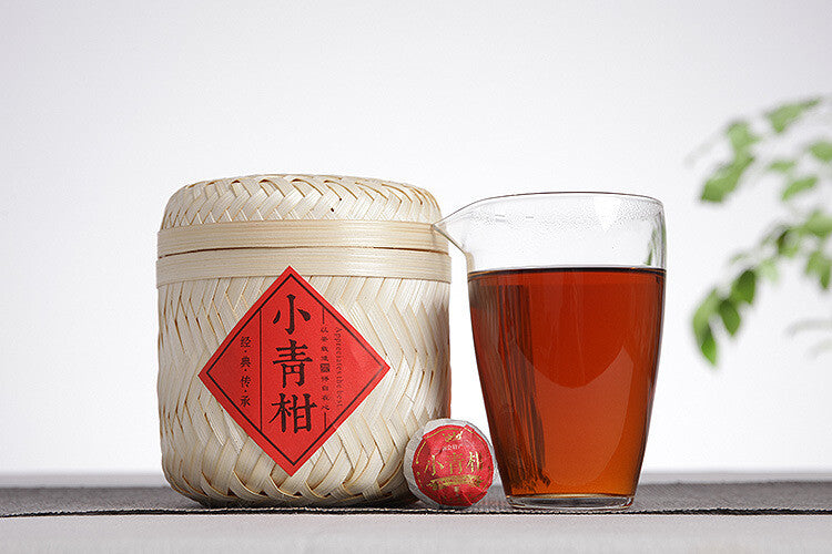 Yunnan Puerh Tea Xinhui Xiaoqingkang Palace Puerh Ripe Tea 250g Bamboo Basket
